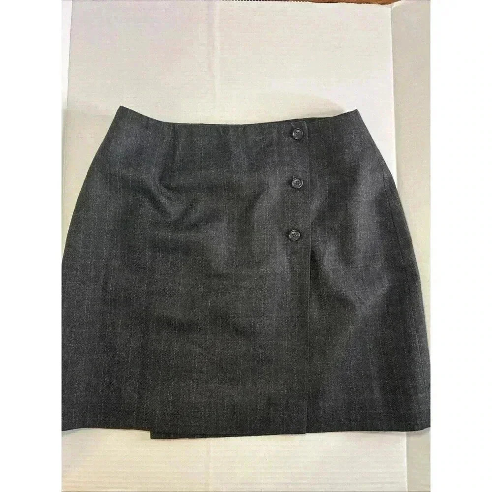 I.N.C Petite Wrap‎ Pencil Skirt Size 6P Lined Career Gray Wool